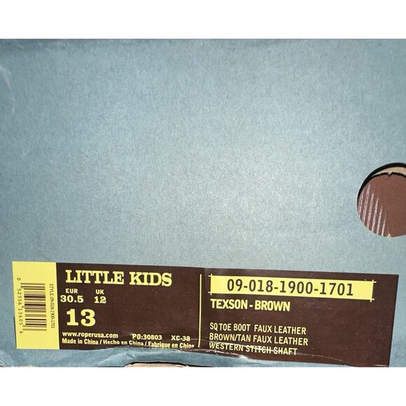 ROPER Kids Boys Texson Square Toe Casual Boots Mid Calf - Brown Kids Size 13 - Picture 4 of 4